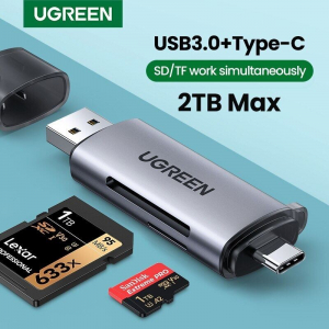 Đầu đọc thẻ nhớ SD/TF chuẩn USB Type C và USB 3.0 Ugreen 50706