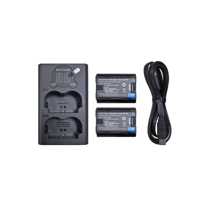Bộ sạc kèm 2 pin RAVPower RP-BC1004 dùng cho Fujifilm NP-W235 - Chính hãng Bộ sạc kèm 2 pin RAVPower RP-BC1004 dùng cho Fujifilm NP-W235 - Chính hãng