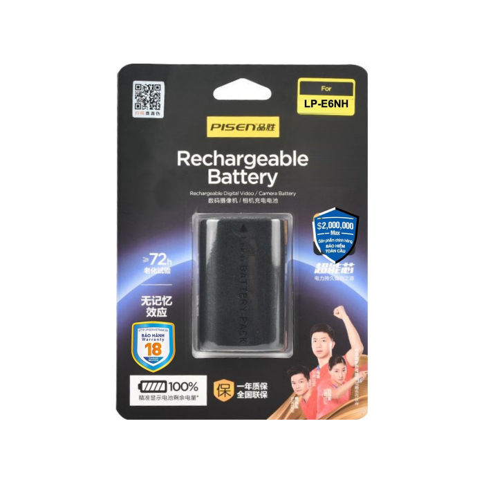 Pin sạc Pisen LP-E6NH dùng cho Canon - Chính hãng Pin sạc Pisen LP-E6NH dùng cho Canon - Chính hãng