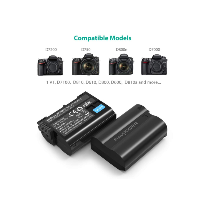 Bộ 2 pin và sạc kép RAVPower RP-BC057 for Nikon - Chính hãng (EN-EL15) Bộ 2 pin và sạc kép RAVPower RP-BC057 for Nikon - Chính hãng (EN-EL15)