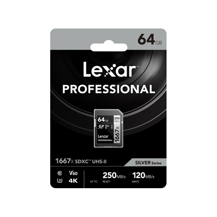 Thẻ nhớ SDXC Lexar 64GB 250MB/s Professional 1667x UHS-II Silver Series