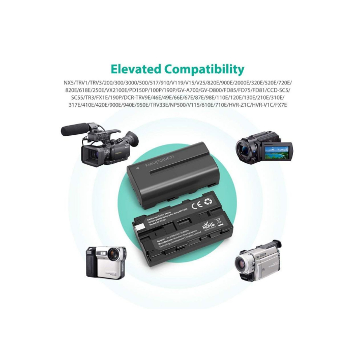 Bộ 2 pin và sạc kép RAVPower RP-BC006 for Sony - Chính hãng (NP-F550) Bộ 2 pin và sạc kép RAVPower RP-BC006 for Sony - Chính hãng (NP-F550)