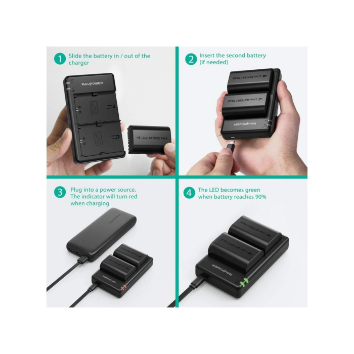 Bộ 2 pin và sạc kép RAVPower RP-BC003 for Canon - Chính hãng (LP-E6N) Bộ 2 pin và sạc kép RAVPower RP-BC003 for Canon - Chính hãng (LP-E6N)