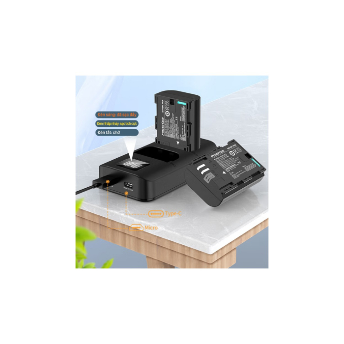 Bộ 2 pin & sạc Pisen LP-E6NH dùng cho Canon - Chính hãng Bộ 2 pin & sạc Pisen LP-E6NH dùng cho Canon - Chính hãng