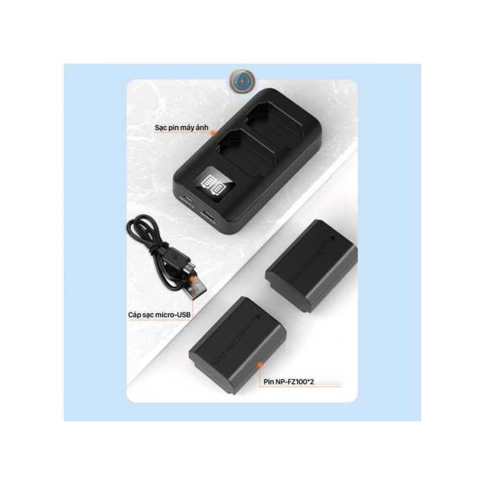 Bộ 2 pin & sạc Pisen NP-FZ100H dùng cho Sony - Chính hãng Bộ 2 pin & sạc Pisen NP-FZ100H dùng cho Sony - Chính hãng