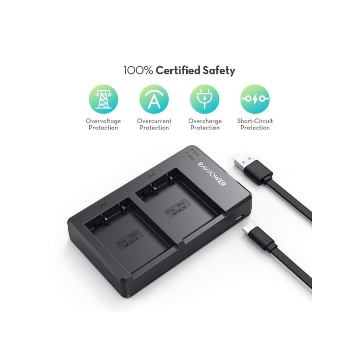 Bộ 2 pin và sạc kép RAVPower RP-BC023 for Fujifilm - Chính hãng (NP-W126S) Bộ 2 pin và sạc kép RAVPower RP-BC023 for Fujifilm - Chính hãng (NP-W126S)