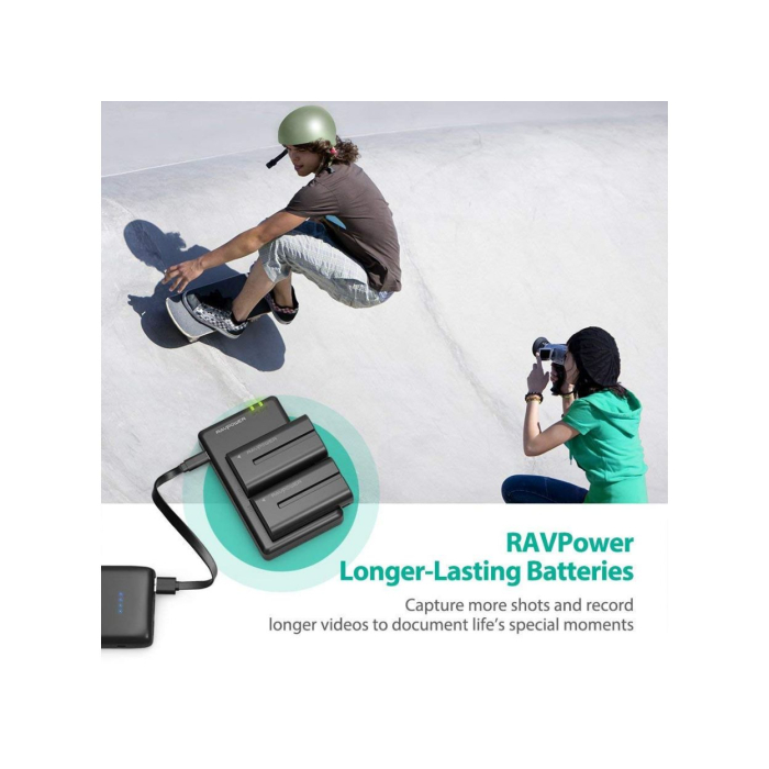 Bộ 2 pin và sạc kép RAVPower RP-BC006 for Sony - Chính hãng (NP-F550) Bộ 2 pin và sạc kép RAVPower RP-BC006 for Sony - Chính hãng (NP-F550)